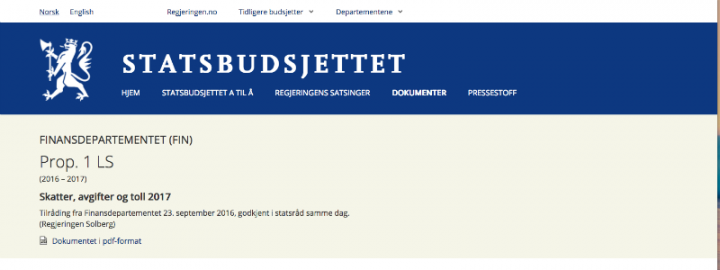 Statsbudsjett 2017 for investorer